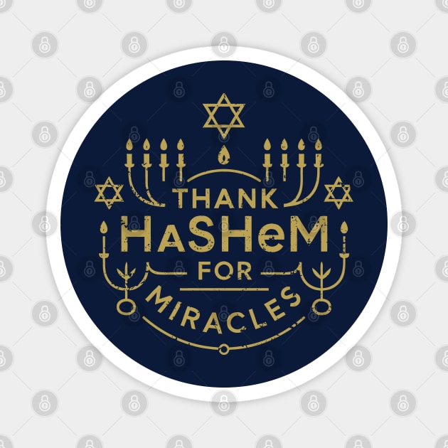 Thank Hashem for Miracles – Gold Menorah Badge Magnet by Thank HaShem